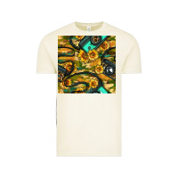Vintage Arctic Leopard Digital Camera And Sunflowers With Camouflage Seamless Pattern Vintage Tee - BundleAndBundleShop