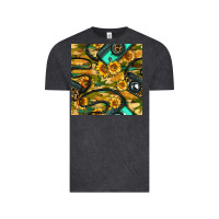 Vintage Black Leopard Digital Camera And Sunflowers With Camouflage Seamless Pattern Vintage Tee - BundleAndBundleShop