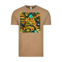 Vintage Coffee Leopard Digital Camera And Sunflowers With Camouflage Seamless Pattern Vintage Tee - BundleAndBundleShop