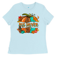 Baby Blue bus driver pumpkin Ladies Tee - NancyCooperArtShop