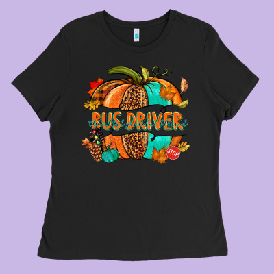 Bus Driver Pumpkin Ladies Tee Designed By Nancycooperartshop