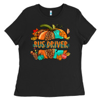 Black bus driver pumpkin Ladies Tee - NancyCooperArtShop