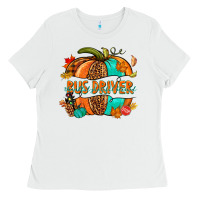 White bus driver pumpkin Ladies Tee - NancyCooperArtShop