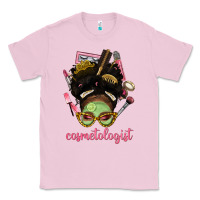 Bubblegum Pink Afro Messy Bun Cosmetologist Classic Tee - BundleAndBundleShop