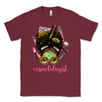 Burgundy Afro Messy Bun Cosmetologist Classic Tee - BundleAndBundleShop