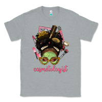 Heather Grey Afro Messy Bun Cosmetologist Classic Tee - BundleAndBundleShop