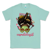 Seafoam Afro Messy Bun Cosmetologist Classic Tee - BundleAndBundleShop