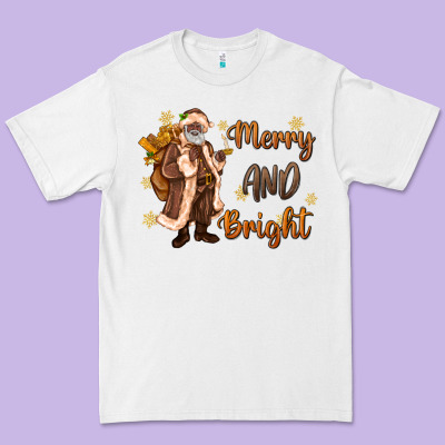 Merry And Bright Black Santa Premium Tee Designed By Maliassmallbusiness