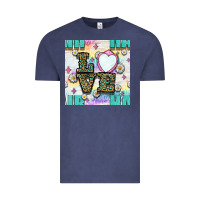 Vintage Denim Leopard Love Hair And Mirror With Daisy Seamless Pattern Bbs Vintage Tee - BundleAndBundleShop