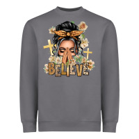 Storm Gray Hair Believe Praying Caucasian Messy Bun Heavyweight Sweatshirt - texasbilliewilder