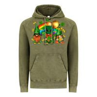 Vintage Olive st. patricks  gnomies with rainbow Vintage Hoodie - BundleAndBundleShop