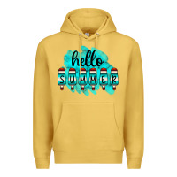 Antique Gold Hello Summer Serape Turquoise Premium Hoodie - CowCowDesign