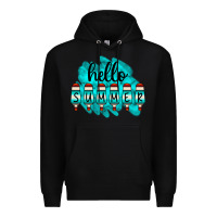 Black Hello Summer Serape Turquoise Premium Hoodie - CowCowDesign