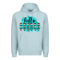 Blue Mist Hello Summer Serape Turquoise Premium Hoodie - CowCowDesign