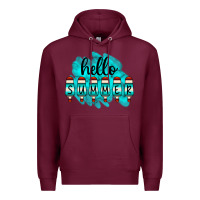 Burgundy Hello Summer Serape Turquoise Premium Hoodie - CowCowDesign