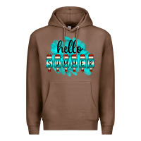 Chestnut Hello Summer Serape Turquoise Premium Hoodie - CowCowDesign