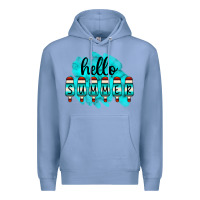 Colony Blue Hello Summer Serape Turquoise Premium Hoodie - CowCowDesign