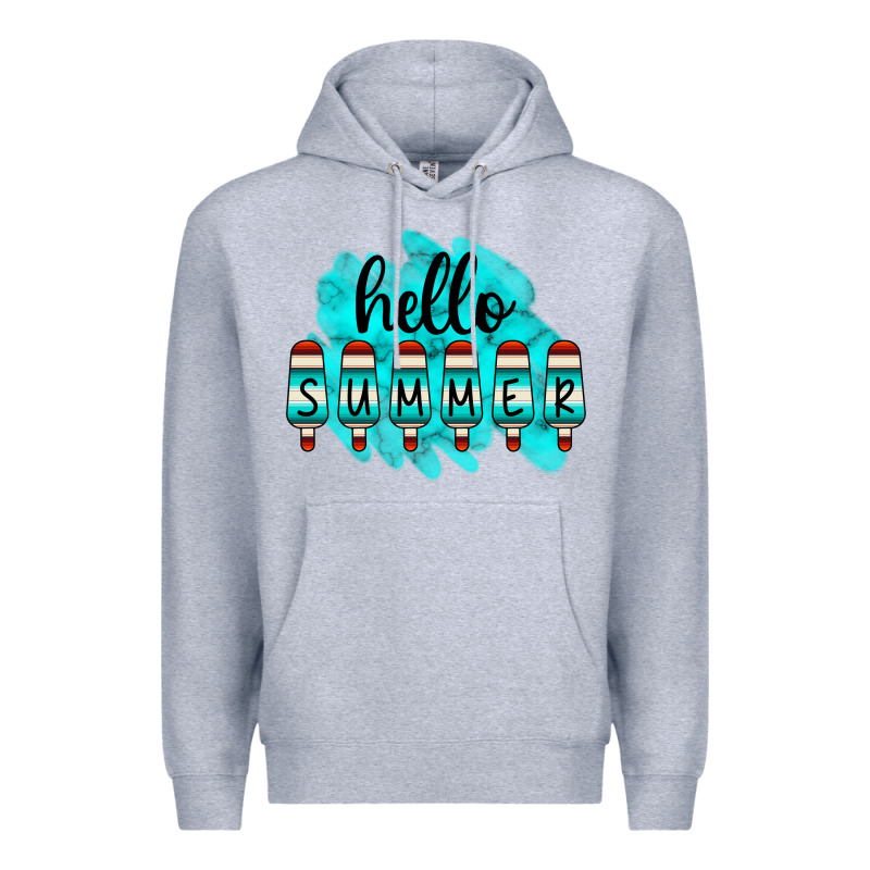 Hello Summer Serape Turquoise Premium Hoodie by CowCowDesign | Teevron