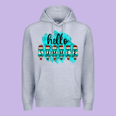 Hello Summer Serape Turquoise Premium Hoodie Designed By Cowcowdesign