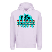 Lilac Hello Summer Serape Turquoise Premium Hoodie - CowCowDesign