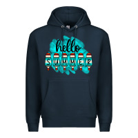 Navy Hello Summer Serape Turquoise Premium Hoodie - CowCowDesign