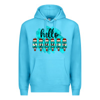 Ocean Blue Hello Summer Serape Turquoise Premium Hoodie - CowCowDesign