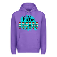 Purple Hello Summer Serape Turquoise Premium Hoodie - CowCowDesign