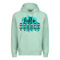 Seafoam Hello Summer Serape Turquoise Premium Hoodie - CowCowDesign