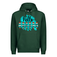 Sports Green Hello Summer Serape Turquoise Premium Hoodie - CowCowDesign