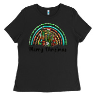 Black merry christmas cactus rainbow Ladies Tee - BarkalooDesign