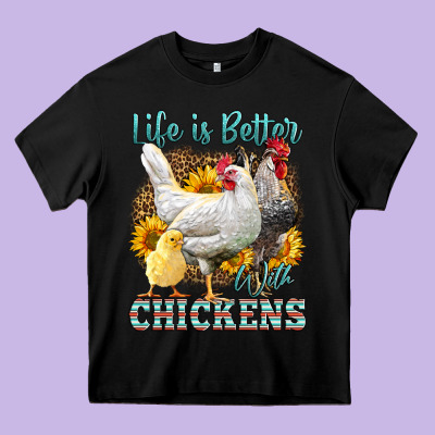 Western Life Is Better With Chickens Heavy Core Tee Designed By Lillyallendesigns