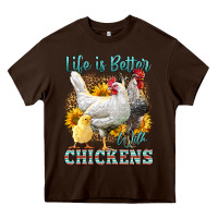 Chocolate Brown Western Life Is Better With Chickens Heavy Core Tee - LillyAllenDesigns