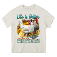 Cream Western Life Is Better With Chickens Heavy Core Tee - LillyAllenDesigns