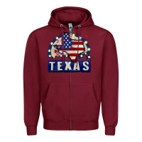 Burgundy texas 4th of july Zipper Hoodie - CowGirlArtShop