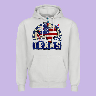 Texas 4th Of July Zipper Hoodie Designed By Cowgirlartshop