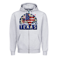 Heather Grey texas 4th of july Zipper Hoodie - CowGirlArtShop
