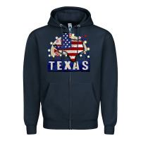 Navy texas 4th of july Zipper Hoodie - CowGirlArtShop