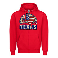Red texas 4th of july Zipper Hoodie - CowGirlArtShop