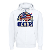 White texas 4th of july Zipper Hoodie - CowGirlArtShop