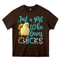 Chocolate Brown Western Just A Girl Who loves Chicks Heavy Core Tee - LillyAllenDesigns