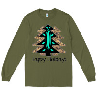 Army Green Happy Holidays Tree Long Sleeve Tee - Bettercallsaul