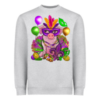 Heather Grey Mardi Gras pig Heavyweight Sweatshirt - NancyCooperArtShop