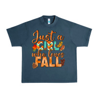 Midnight Navy just a girl who loves fall Urban Heavy Tee - BundleAndBundleShop