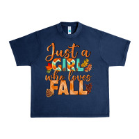 Navy just a girl who loves fall Urban Heavy Tee - BundleAndBundleShop