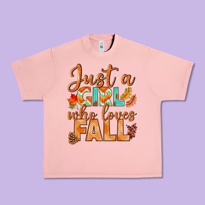 Just A Girl Who Loves Fall Urban Heavy Tee Designed By Bundleandbundleshop