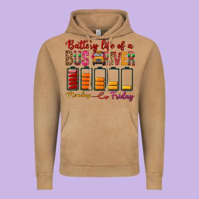 Battery Life Of A Bus Driver Vintage Hoodie Designed By Bundleandbundleshop