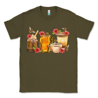 Army Green Honey And Bee With Flower Coffee Cup Classic Tee - BundleAndBundleShop