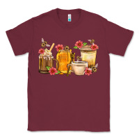 Burgundy Honey And Bee With Flower Coffee Cup Classic Tee - BundleAndBundleShop