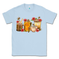 Dusty Blue Honey And Bee With Flower Coffee Cup Classic Tee - BundleAndBundleShop