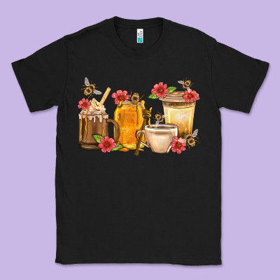 Honey And Bee With Flower Coffee Cup Classic Tee Designed By Bundleandbundleshop